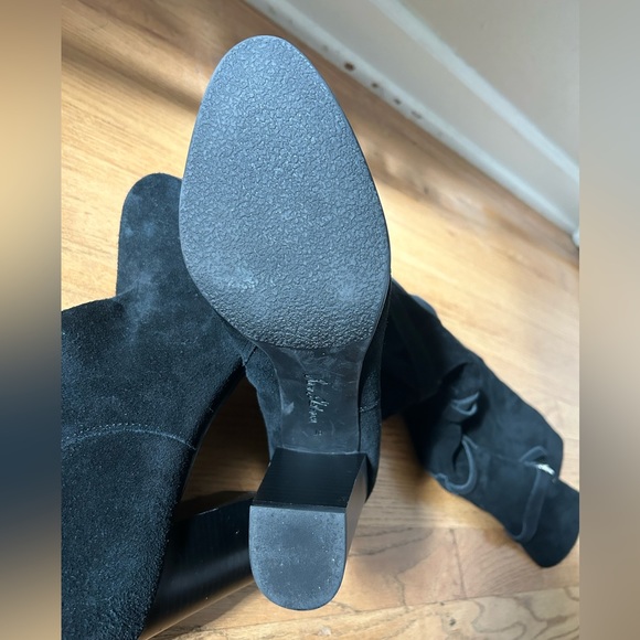 Sam Edelman - LIKE NEW - kayla black suede wrap buckle knee high heeled boots - Picture 3 of 9